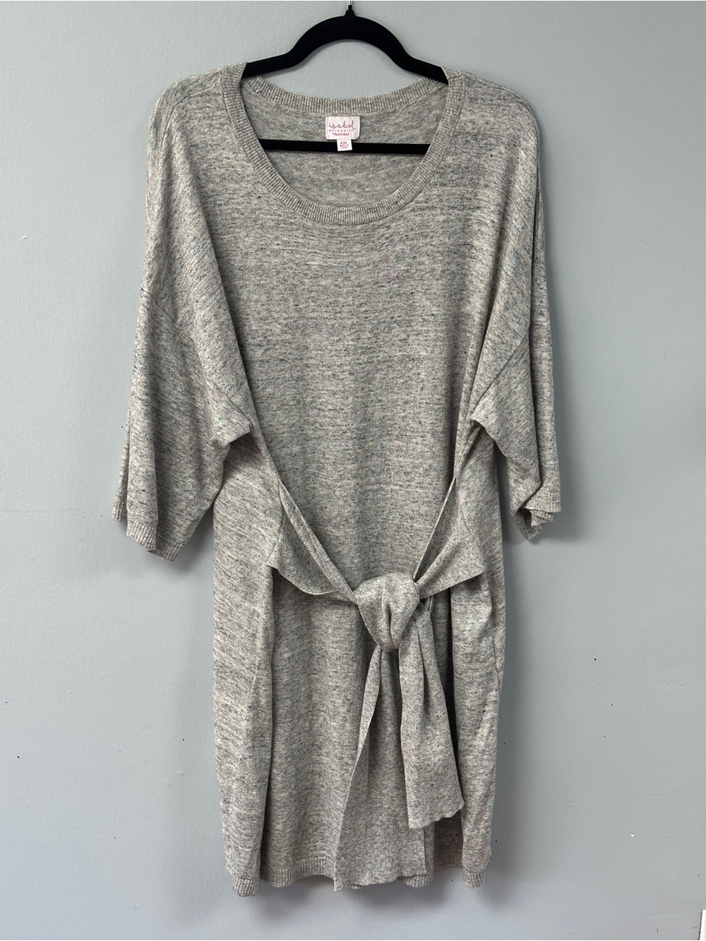 Isabel Maternity Tie-Front Sweater Tunic XXL Gray EUC